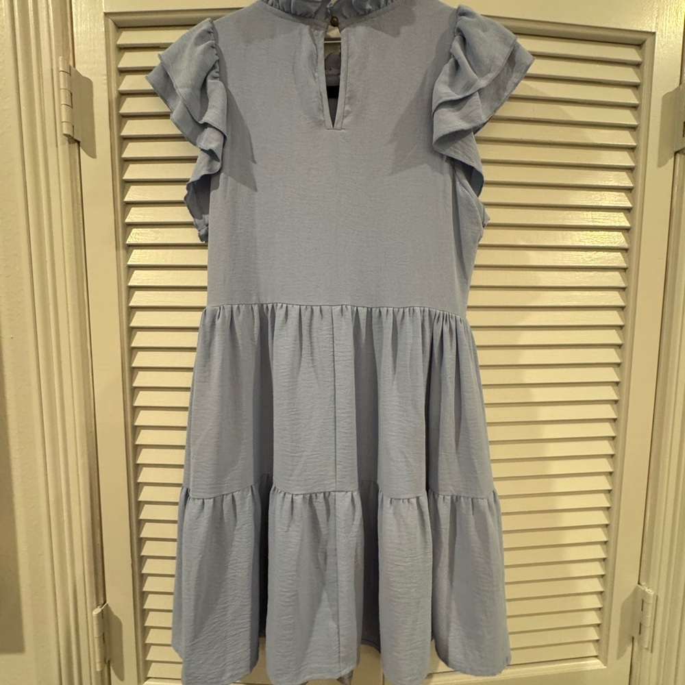entro Pale Blue Ruffle Tiered Mini Dress - Picture 2 of 3